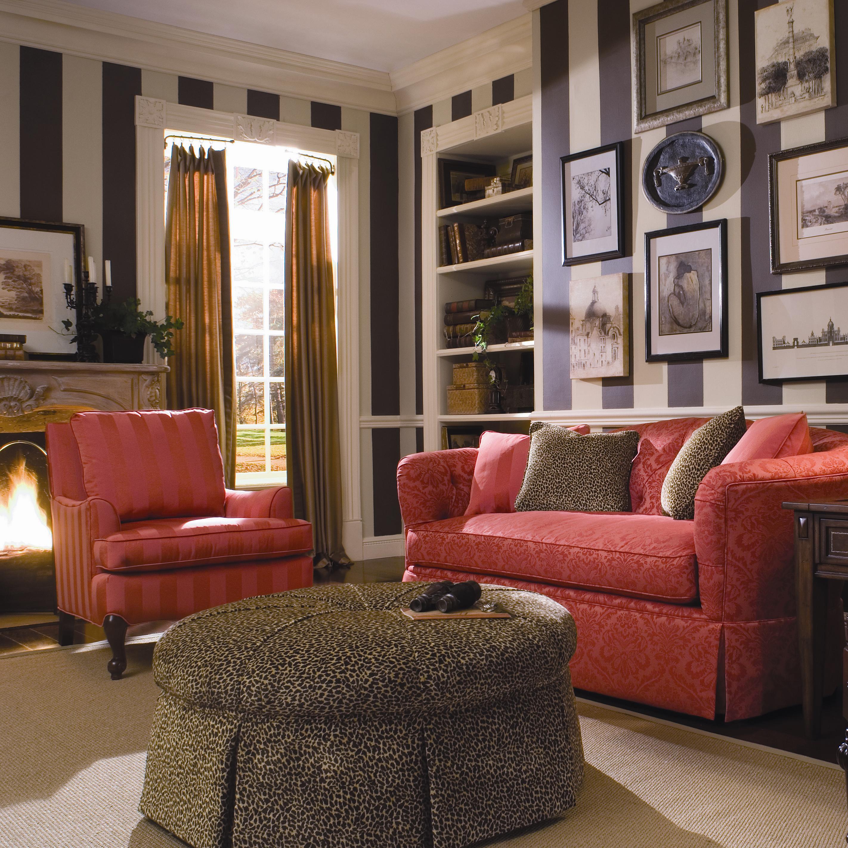 Kincaid Furniture Accent Chairs Round Skirted Ottoman Lindy S Furniture Company Ottomans