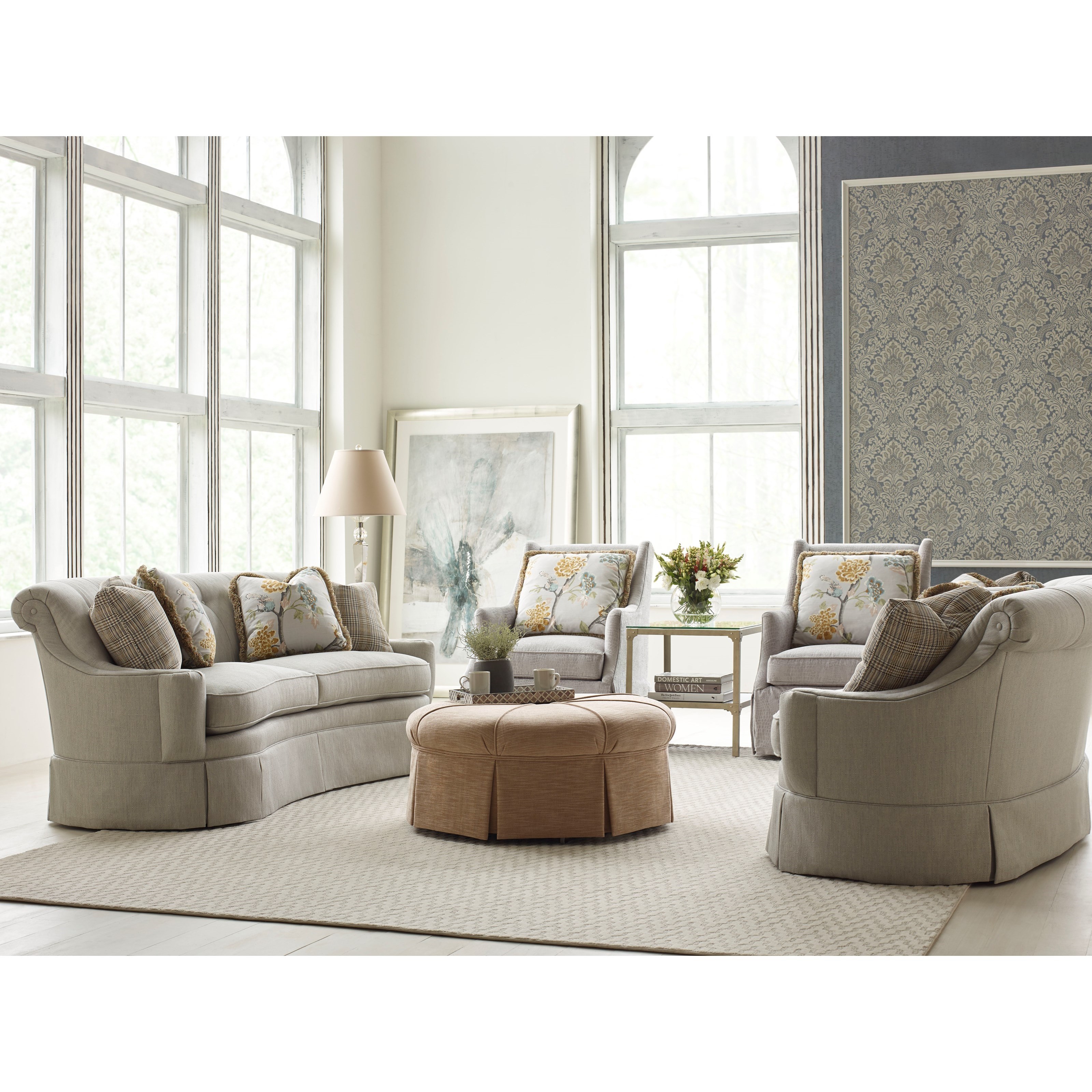 Kincaid Furniture Accent Chairs Round Skirted Ottoman Lindy S