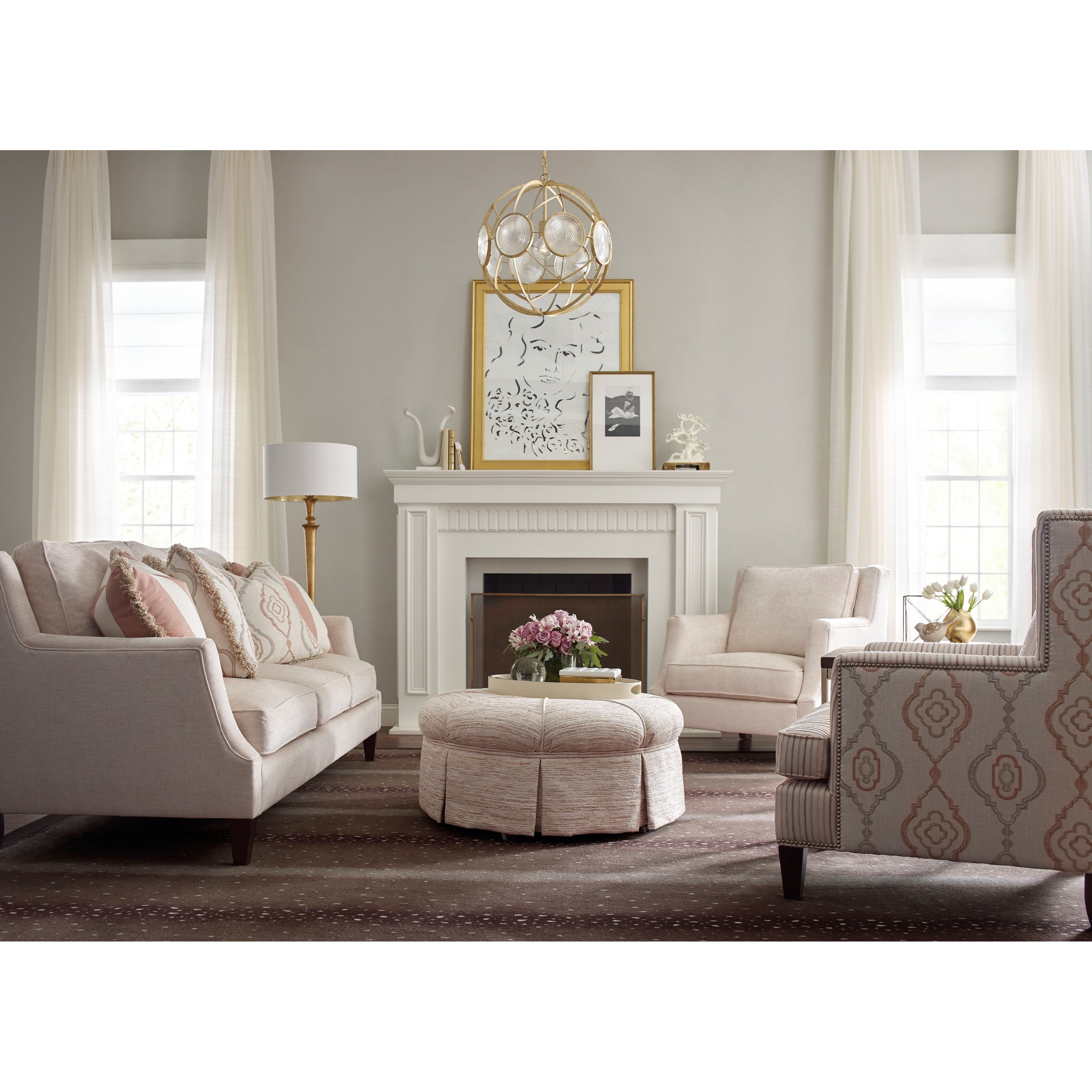Kincaid Furniture Accent Chairs Round Skirted Ottoman Belfort