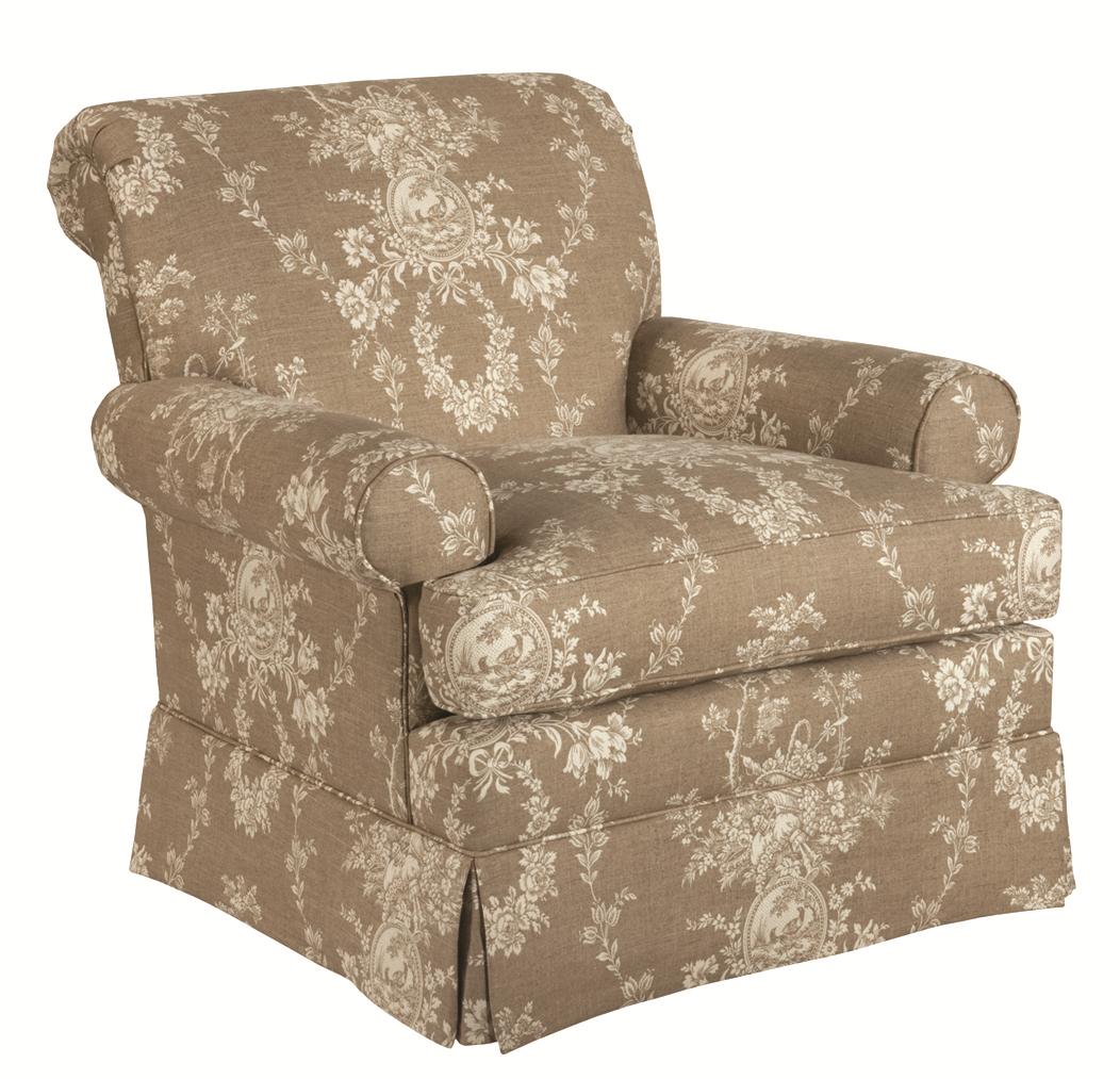Kincaid Furniture Accent Chairs Macon Swivel Glider With Rolled Arms And Kick Pleat Skirt Howell Furniture Upholstered Chairs