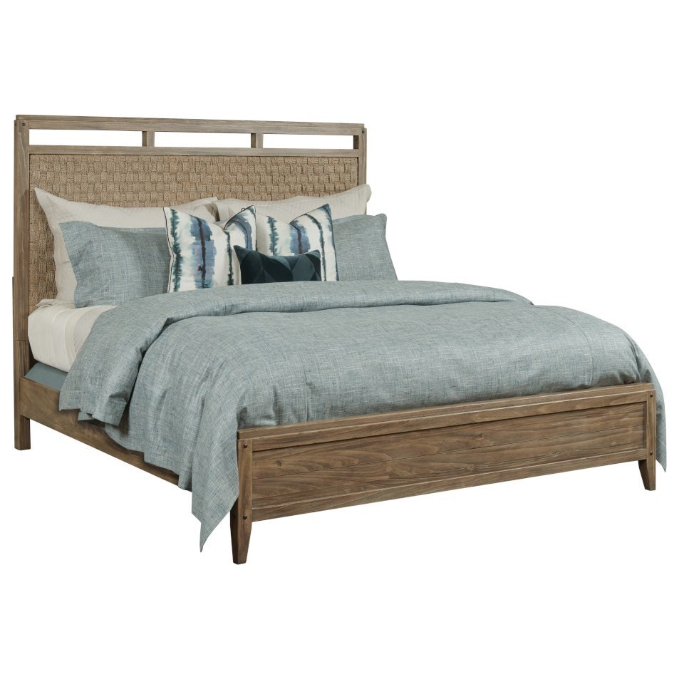 Kincaid Furniture Modern Forge Linden Queen Solid Wood Panel Bed With Woven Seagrass Headboard Godby Home Furnishings Platform Beds Low Profile Beds