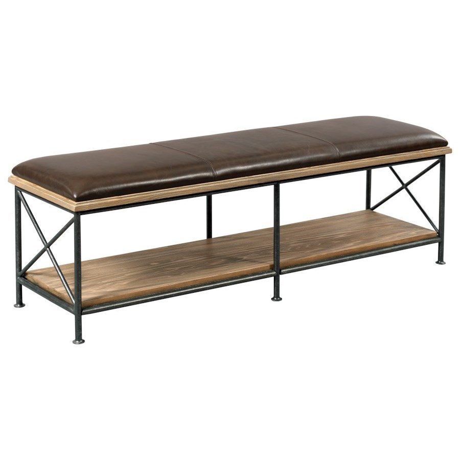 Kincaid Furniture Modern Forge Taylor Leather Bed Bench With Solid Wood Shelf Lindy S Furniture Company Upholstered Benches