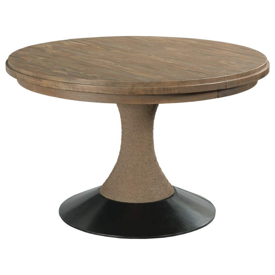 Kincaid Furniture Modern Forge Lindale Round Solid Wood Dining Table With One Table Leaf And Rope Trim Belfort Furniture Dining Tables