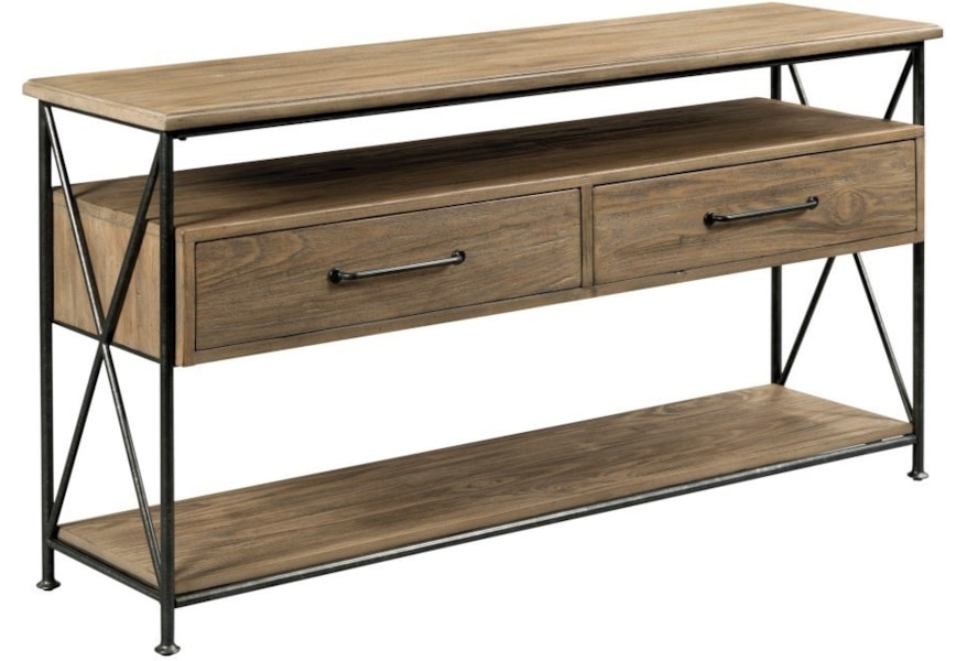Kincaid Furniture Modern Forge 944 925 Modern Rustic Solid Wood Sofa Table With 2 Drawers Northeast Factory Direct Sofa Tables Consoles