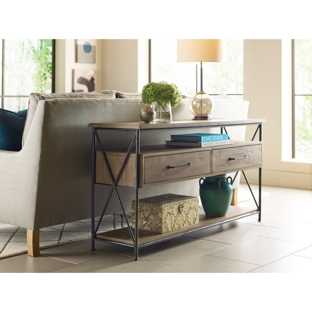 Kincaid Furniture Modern Forge 944 925 Modern Rustic Solid Wood Sofa Table With 2 Drawers Becker Furniture Sofa Tables Consoles