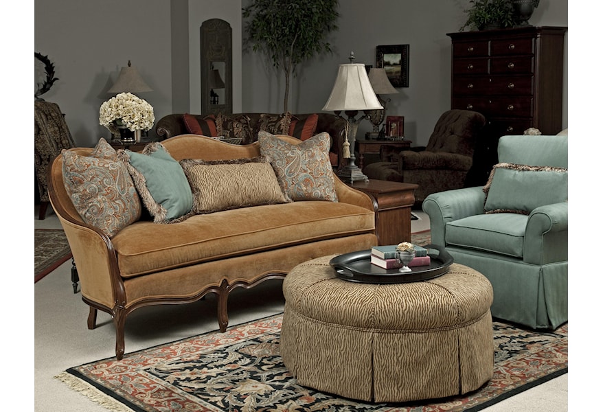 Kincaid Furniture Naples Traditional French Sofa With Exposed Wood