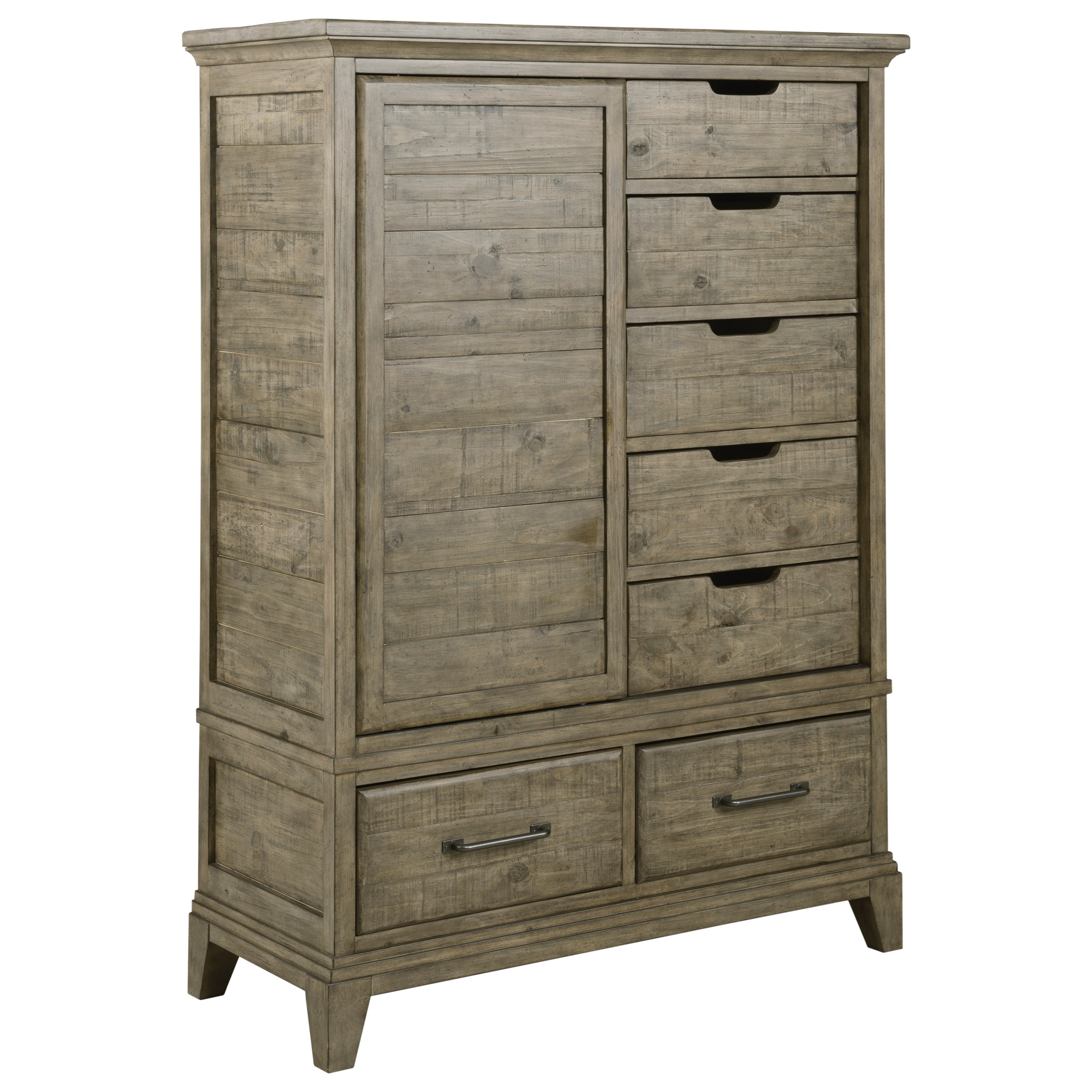 Kincaid Furniture Plank Road Kif 706 250s Wheeler Solid Wood Chest With Sliding Door And Seven Drawers Hudson S Furniture Door Chests