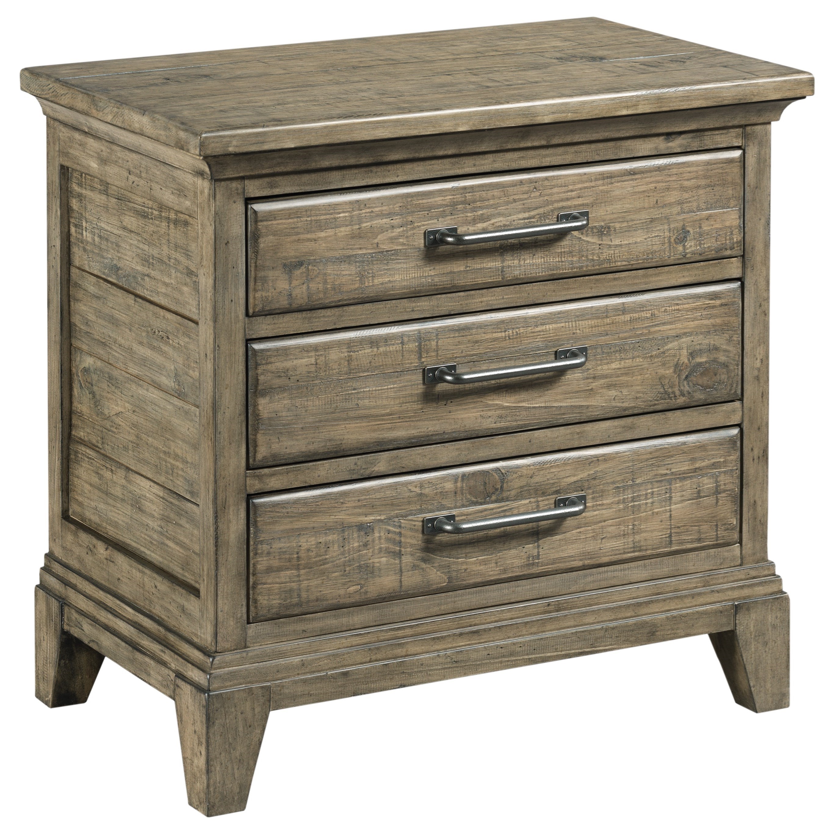 Kincaid Furniture Plank Road 706 420s Blair Three Drawer Nightstand With Night Light And Electrical Outlet Northeast Factory Direct Nightstands