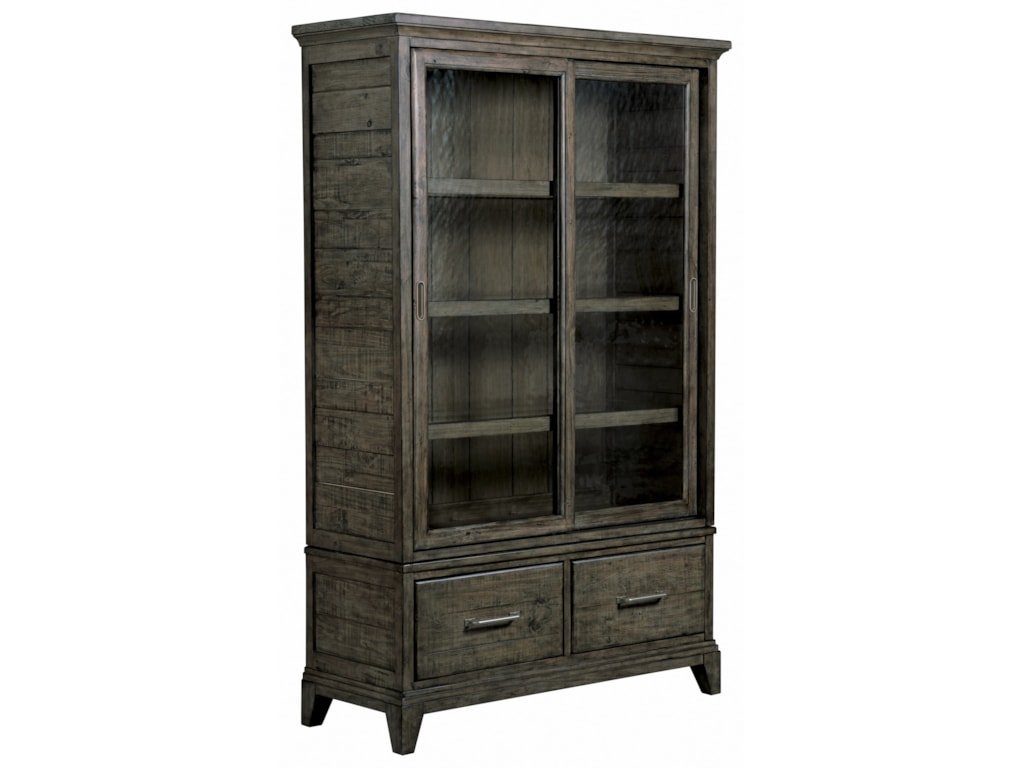 Kincaid Furniture Plank Road Darby Solid Wood China Cabinet With Seed Glass Doors And Touch Lighting Howell Furniture China Cabinets