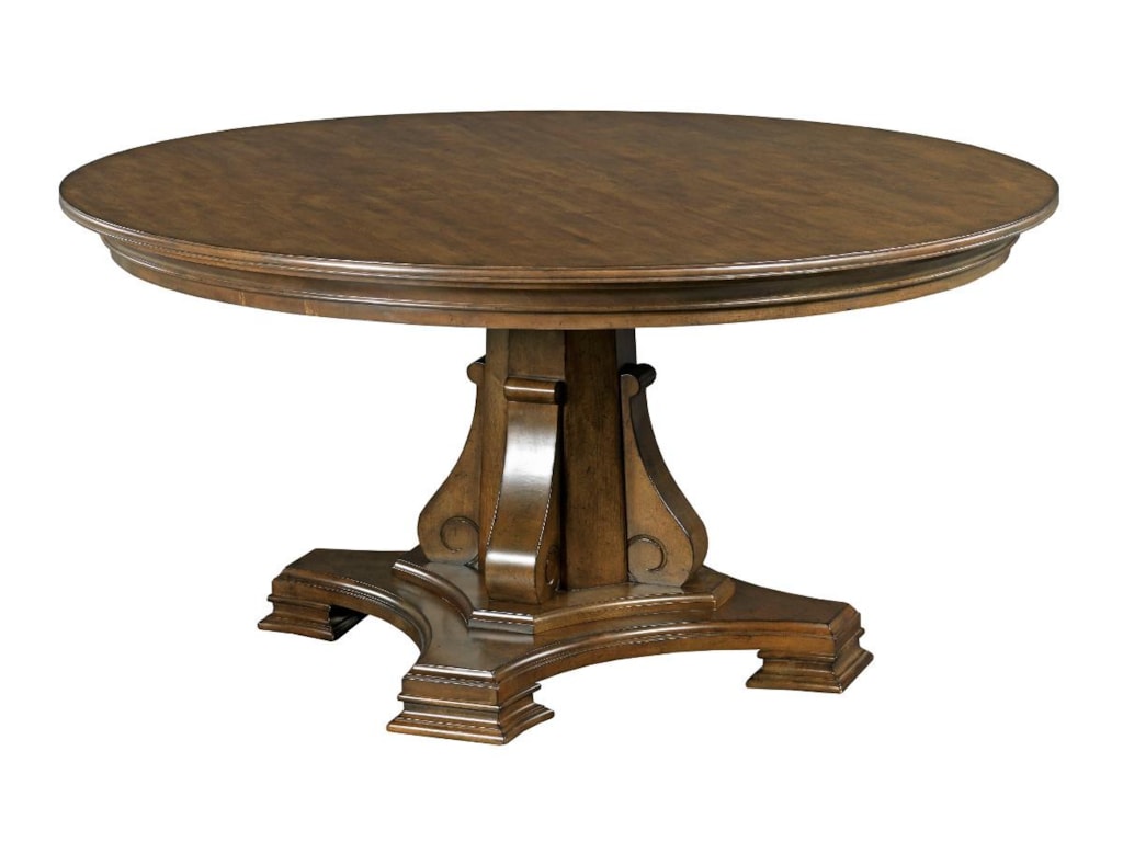 Portolone Stellia 60 Round Solid Wood Dining Table With Carved Pedestal Base By Kincaid Furniture At Hudson S Portolone Stellia 60 Round Solid Wood Dining Table With Carved Pedestal Base By Kincaid Furniture At Hudson S