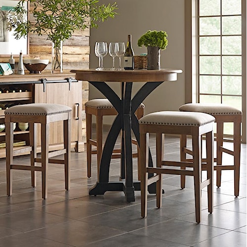 Kincaid Furniture Stone Ridge 5 Pc Bistro Table And Bar Stool Set Kincaid Furniture Stone Ridge Transitional Five Piece Rustic Bistro Table And Bar Stool Set In Light