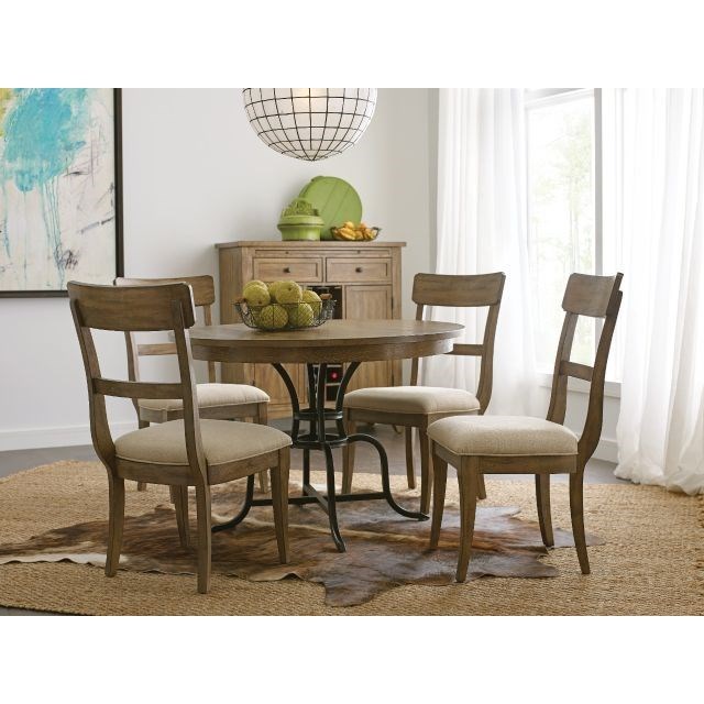 Kincaid Furniture The Nook 663 54mp 54 Round Solid Wood Dining Table With Rustic Metal Base Northeast Factory Direct Kitchen Tables