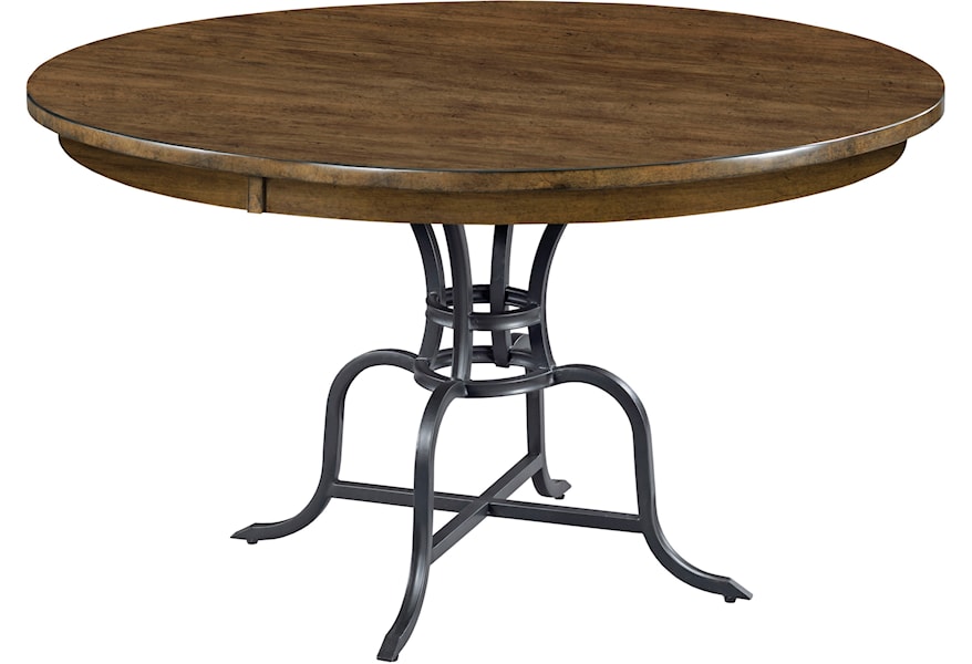 Kincaid Furniture The Nook 54 Round Solid Wood Dining Table With Rustic Metal Base Belfort Furniture Kitchen Tables