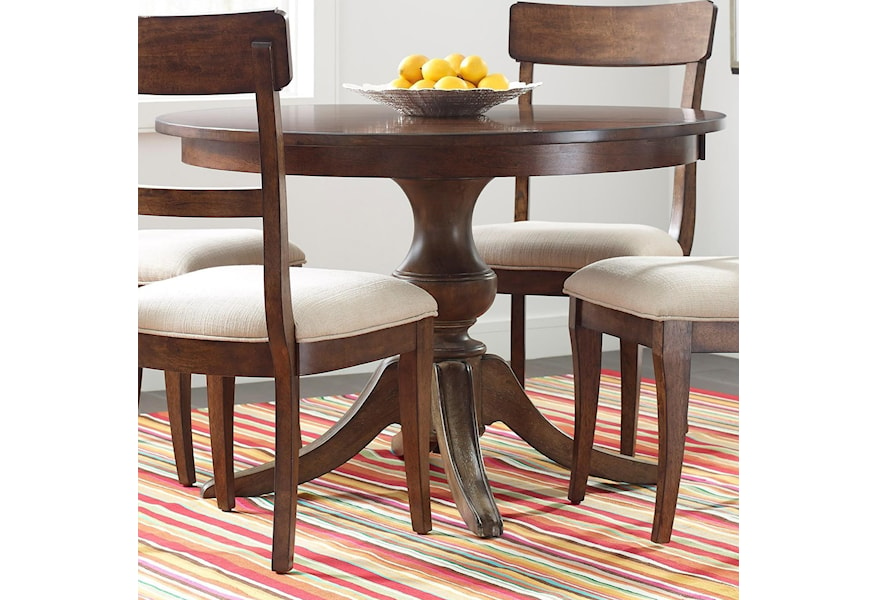 Kincaid Furniture The Nook 44 Round Solid Wood Dining Table With Wood Pedestal Base Belfort Furniture Kitchen Tables