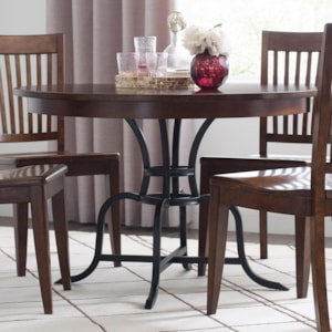 Kincaid Furniture The Nook 664 44mp 44 Round Solid Wood Dining Table With Rustic Metal Base Northeast Factory Direct Kitchen Tables