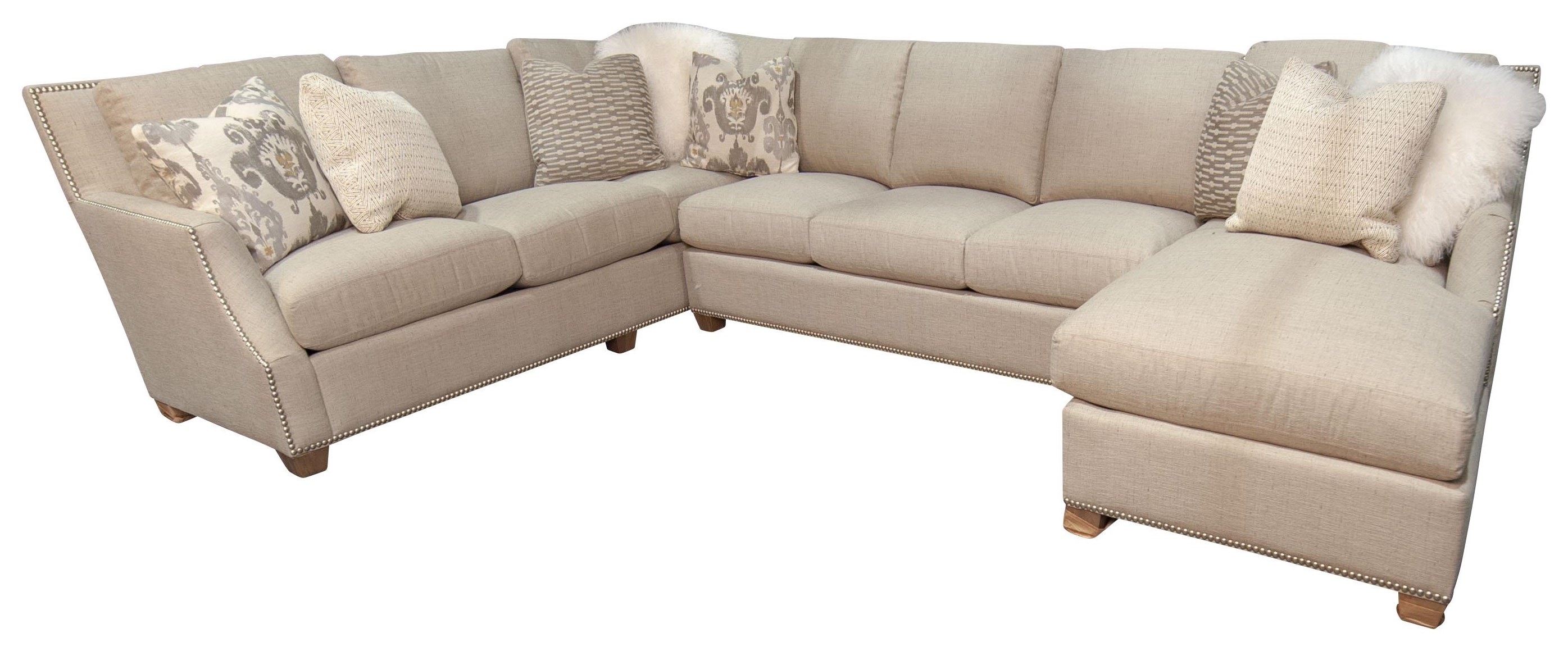King Hickory Loriana Sectional Sofa With Chaise And Accent Pillows Morris Home Sectional Sofas