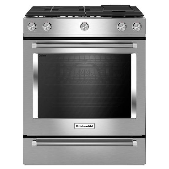 Kitchenaid 30 5 Burner Dual Fuel Convection Slide In Range With