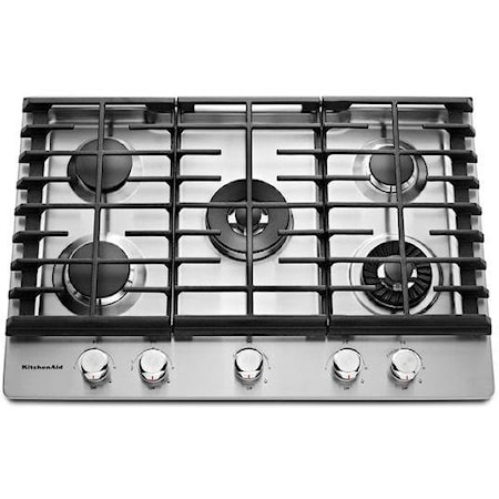 KitchenAid 36-inch Built-in Gas Cooktop with Even-Heat™ Burner KCGS556