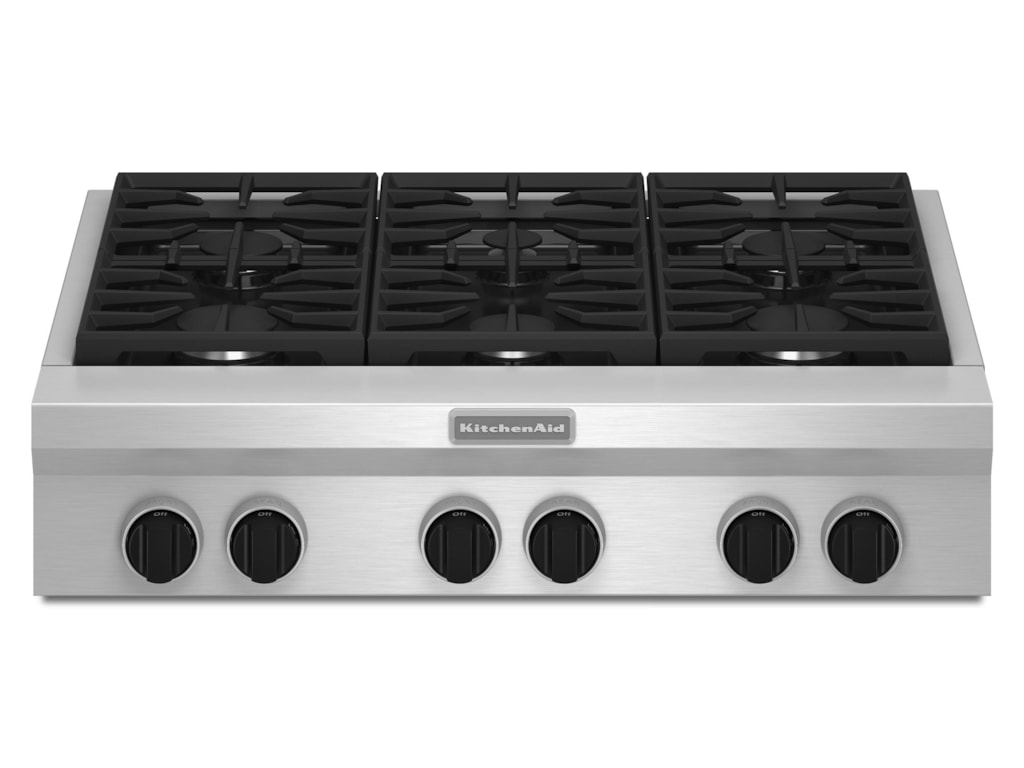 kitchenaid kgcu467vss36 built in gas cooktop with 6 sealed burners