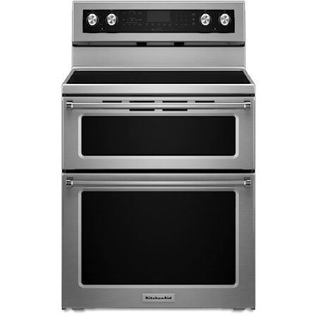 KitchenAid KFED500ESS 30-Inch 5 Burner Electric Double Oven Convection Range, Furniture and ApplianceMart