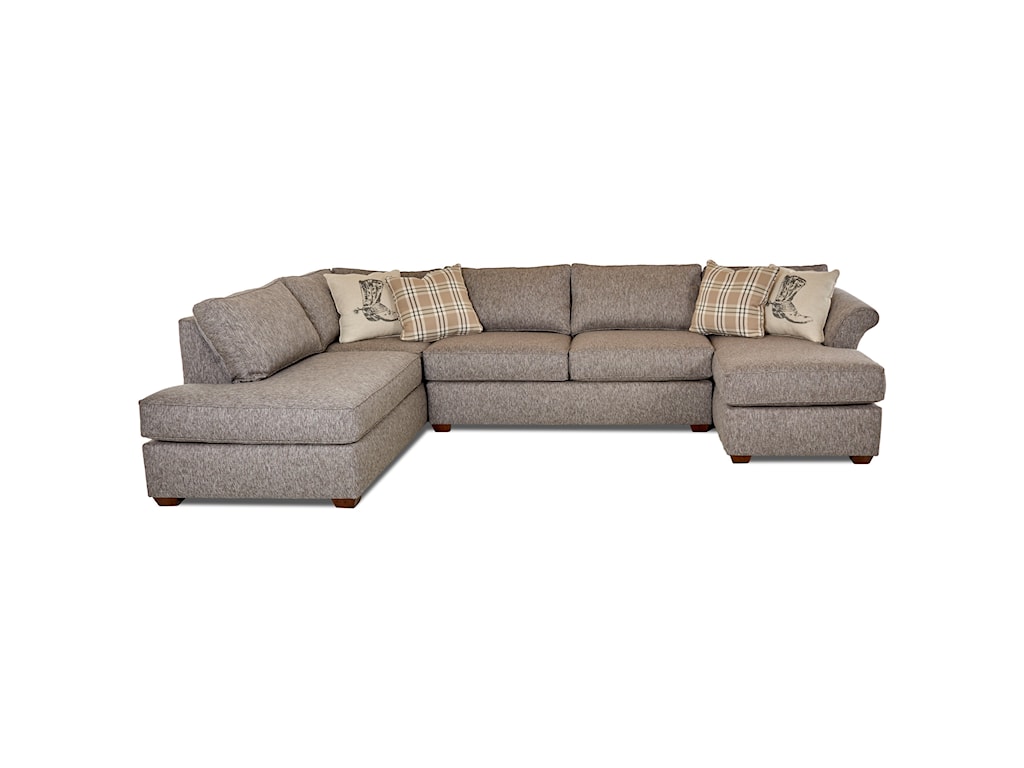 Klaussner Jaxon Three Piece Sectional Sofa With Flared Arms And