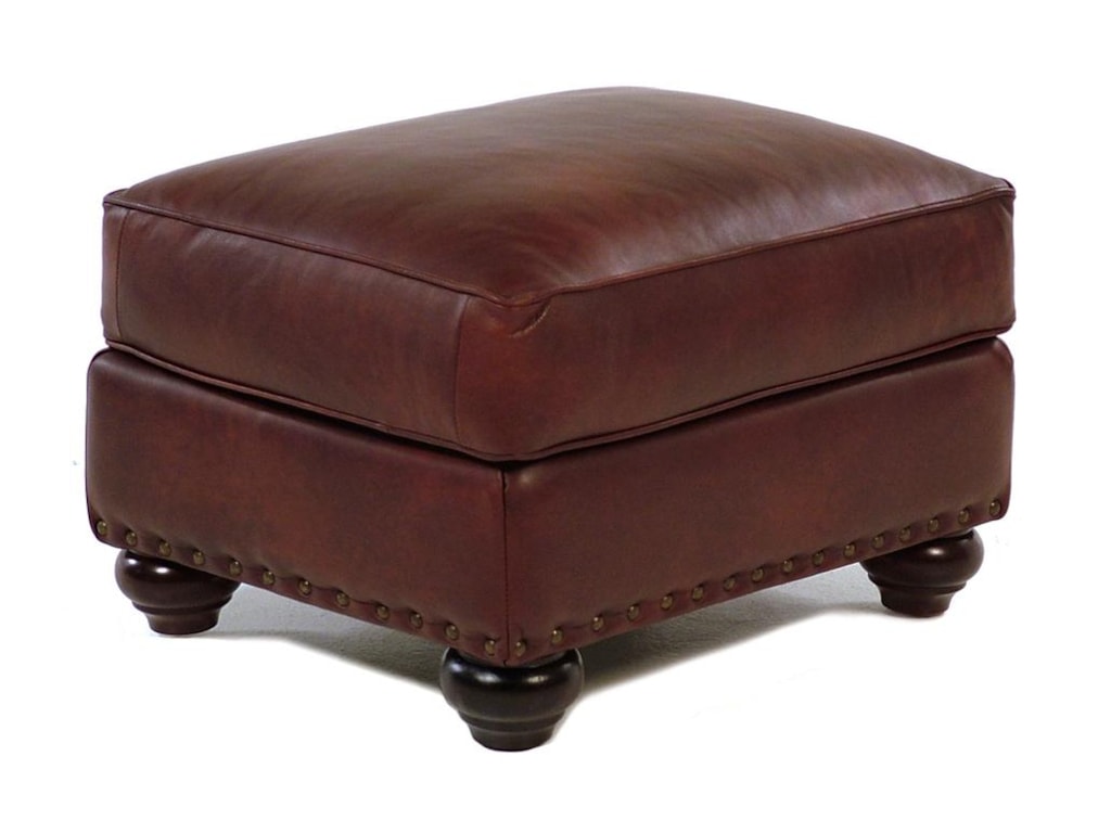 Simple Elegance Ellington Leather Ottoman w/ Nailhead Trim