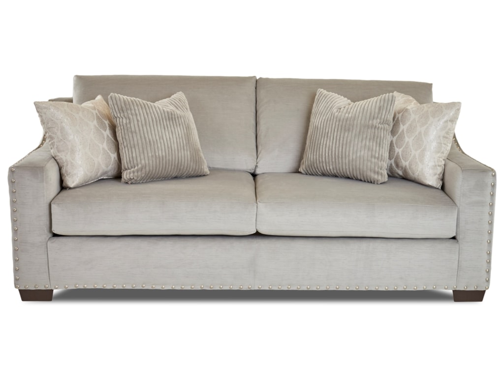 Klaussner Argos Contemporary Sofa With Sloped Arms And Nailheads Argos Contemporary Sofa With Sloped Arms And Nailheads By Klaussner