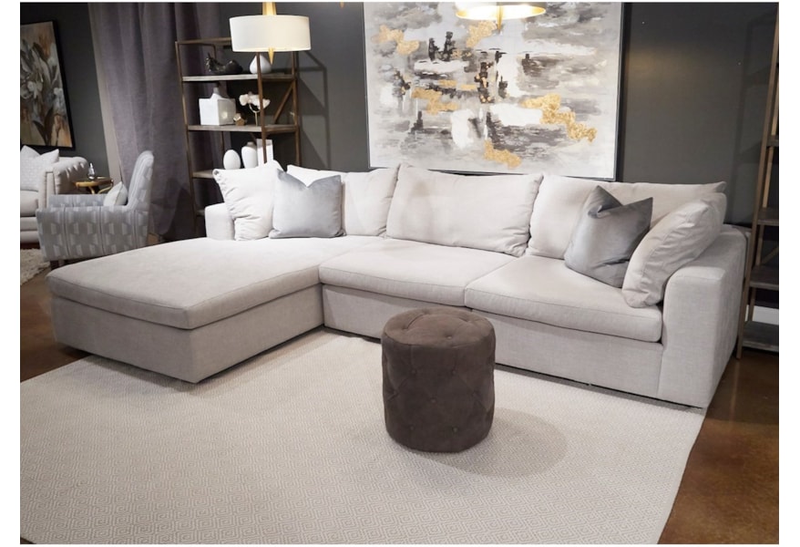 Klaussner Arnell Casual 3 Seat Sectional Sofa With Laf Wide Chaise Sectional Sofa With Laf Wide Chaise