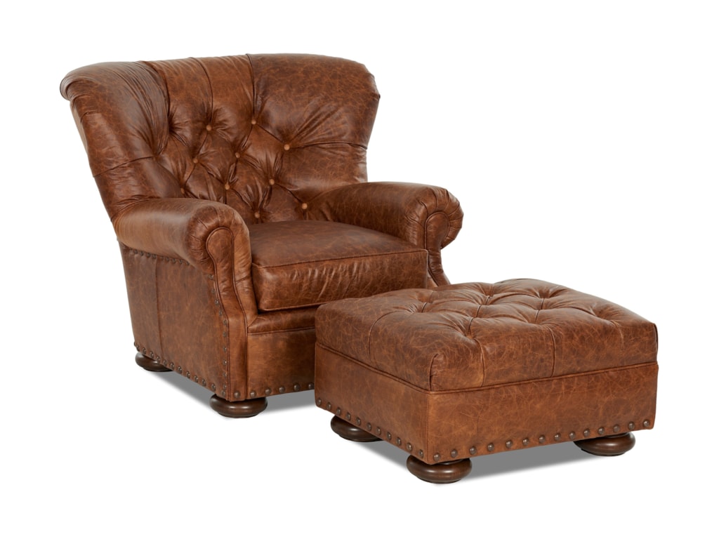 Elliston Place Aspen Tufted Leather Wing Back Chair With Large Aspen Tufted Leather Wing Back Chair With Large Nailheads By Elliston Place