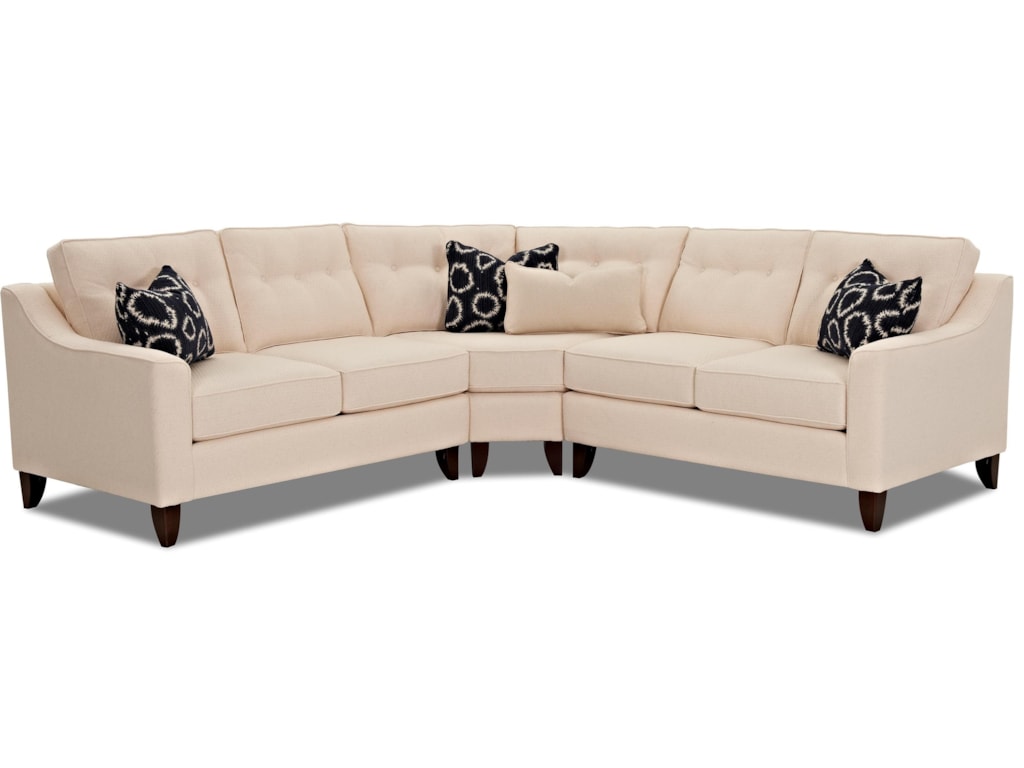 Klaussner Audrina Contemporary 3 Piece Sectional With Wedge Klaussner Audrina3 Piece Sectional With Wedge