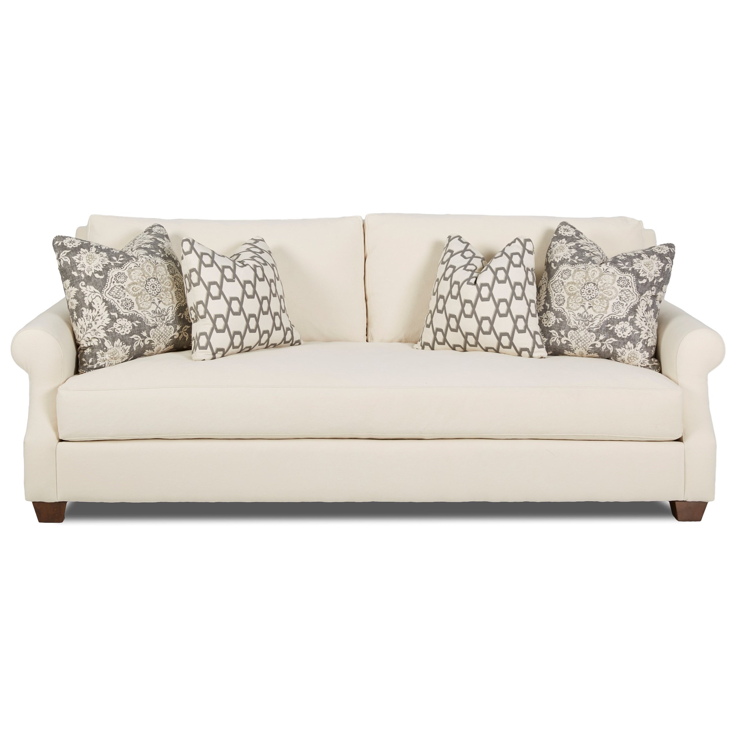 Klaussner Barrett Casual Sofa With Scalloped Rolled Arms Value City Furniture Sofas