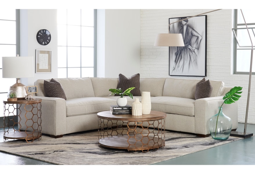 Klaussner Becks Contemporary Three Piece Corner Sectional Sofa