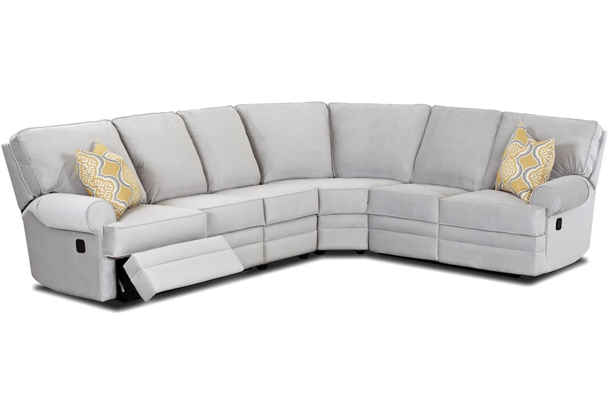 Klaussner Belleview Classic Reclining Sectional Sofa With Rolled