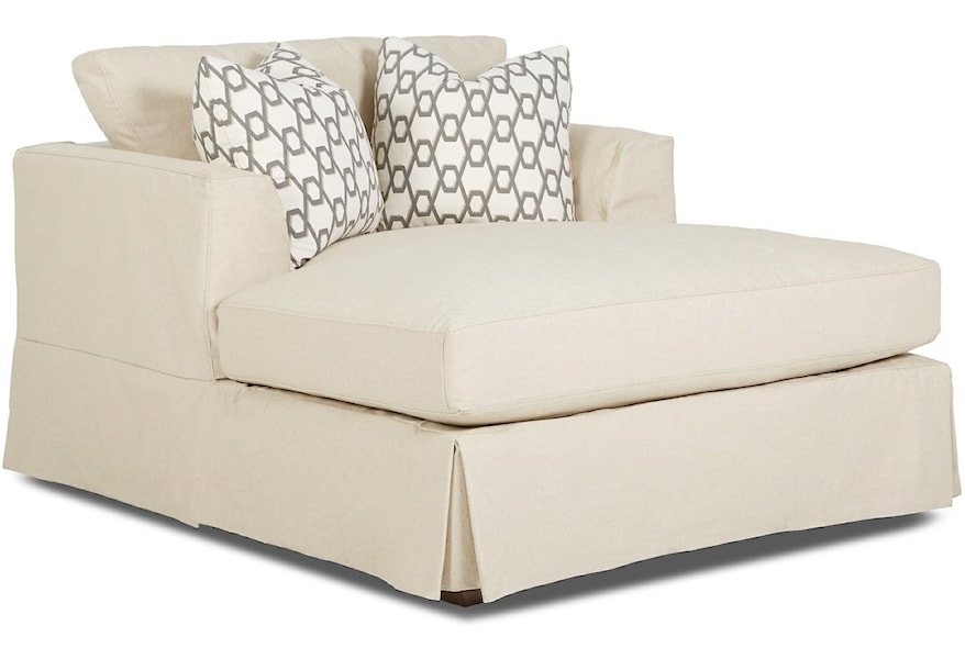 Klaussner Bentley Wide Slipcover Chaise With Flared Track Arms