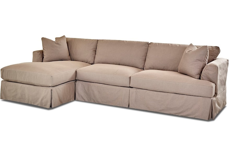 Klaussner Bentley 3 Seat Slipcover Chaise Sofa Sectional With Laf