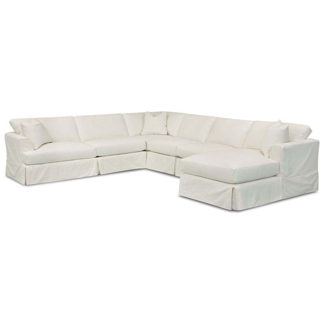 Klaussner Jenny Slip Cover Sectional Sofa With Right Chaise H L