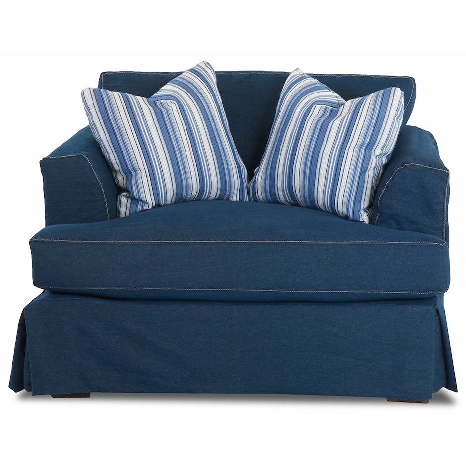 Klaussner Bentley Oversized Slipcover Chair With Flared Track Arms