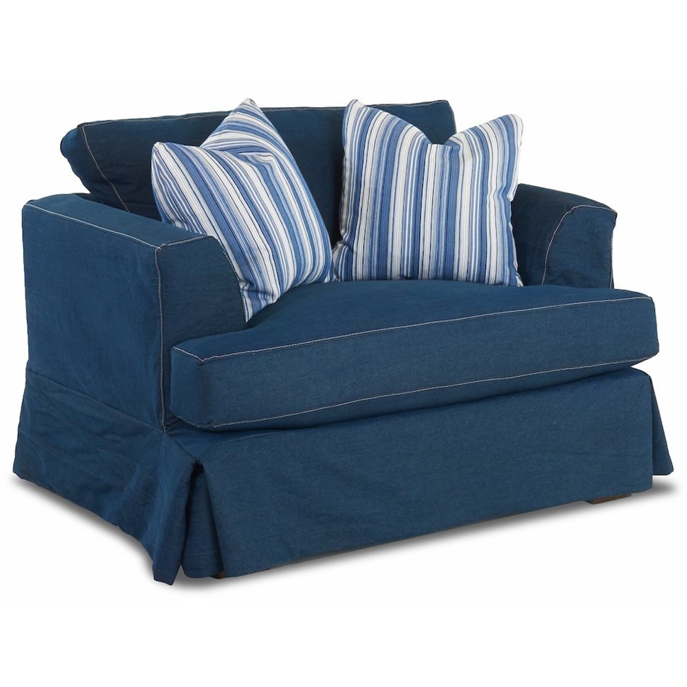 Klaussner Bentley Oversized Slipcover Chair With Flared Track Arms Wayside Furniture Chair A Half