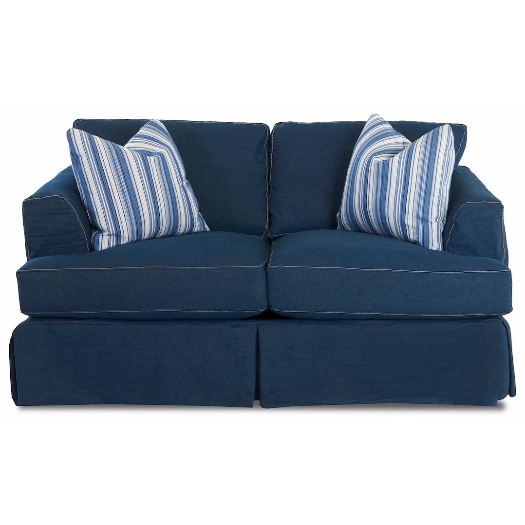 Klaussner Bentley Slipcover Loveseat With Flared Track Arms