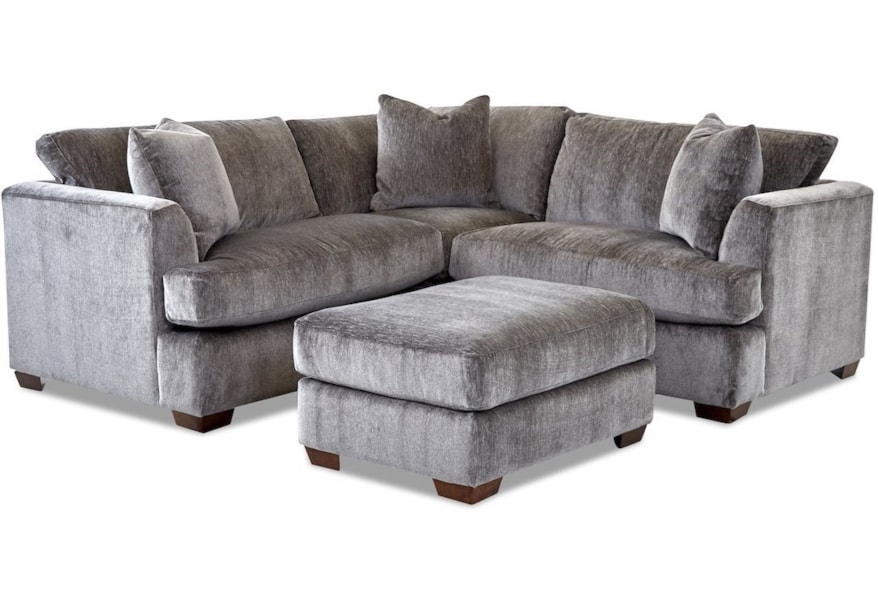 Klaussner Bentley Contemporary 2 Seat Corner Sectional Sofa Seat Corner Sectional Sofa
