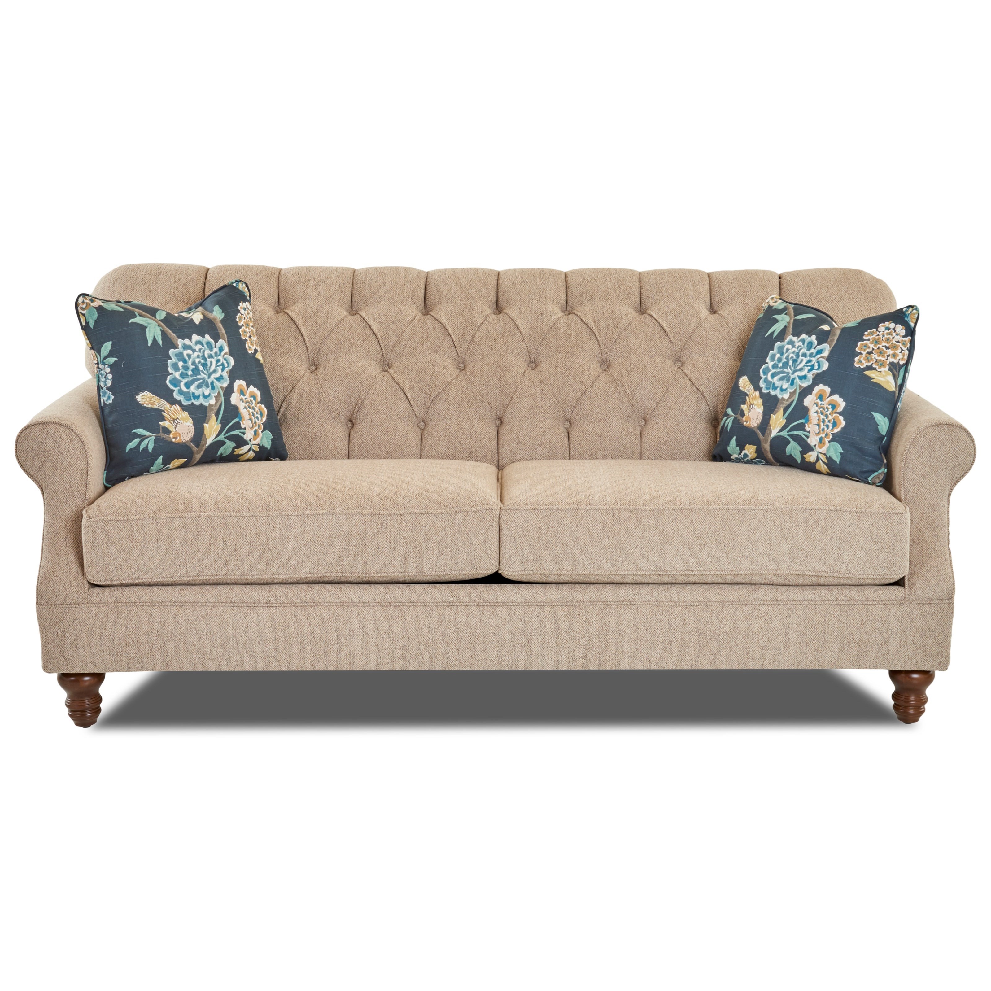 Klaussner Burbank Traditional Tufted Apartment Size Sofa Johnny