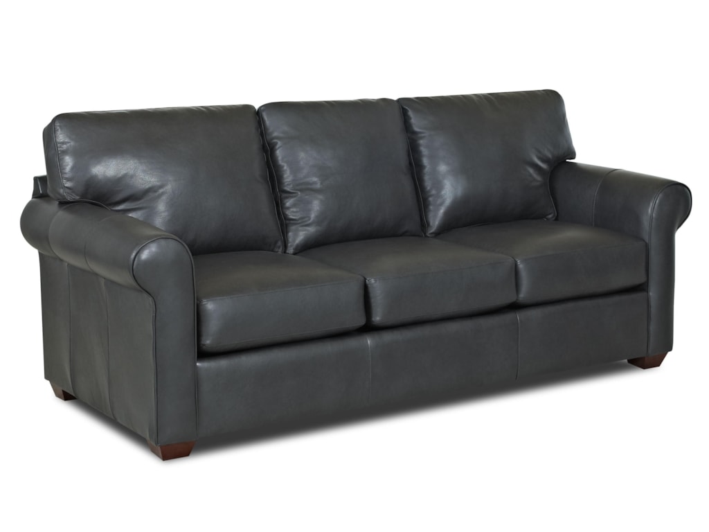 Cascade Transitional Sofa With Rolled Arms And Exposed Wood Feet Cascade Transitional Sofa With Rolled Arms And Exposed Wood Feet