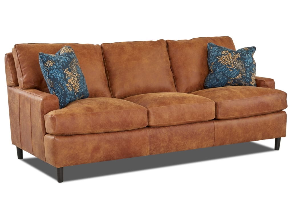 Klaussner Cio Contemporary Leather Sofa With Arm Pillows Klaussner Cio Contemporary Leather