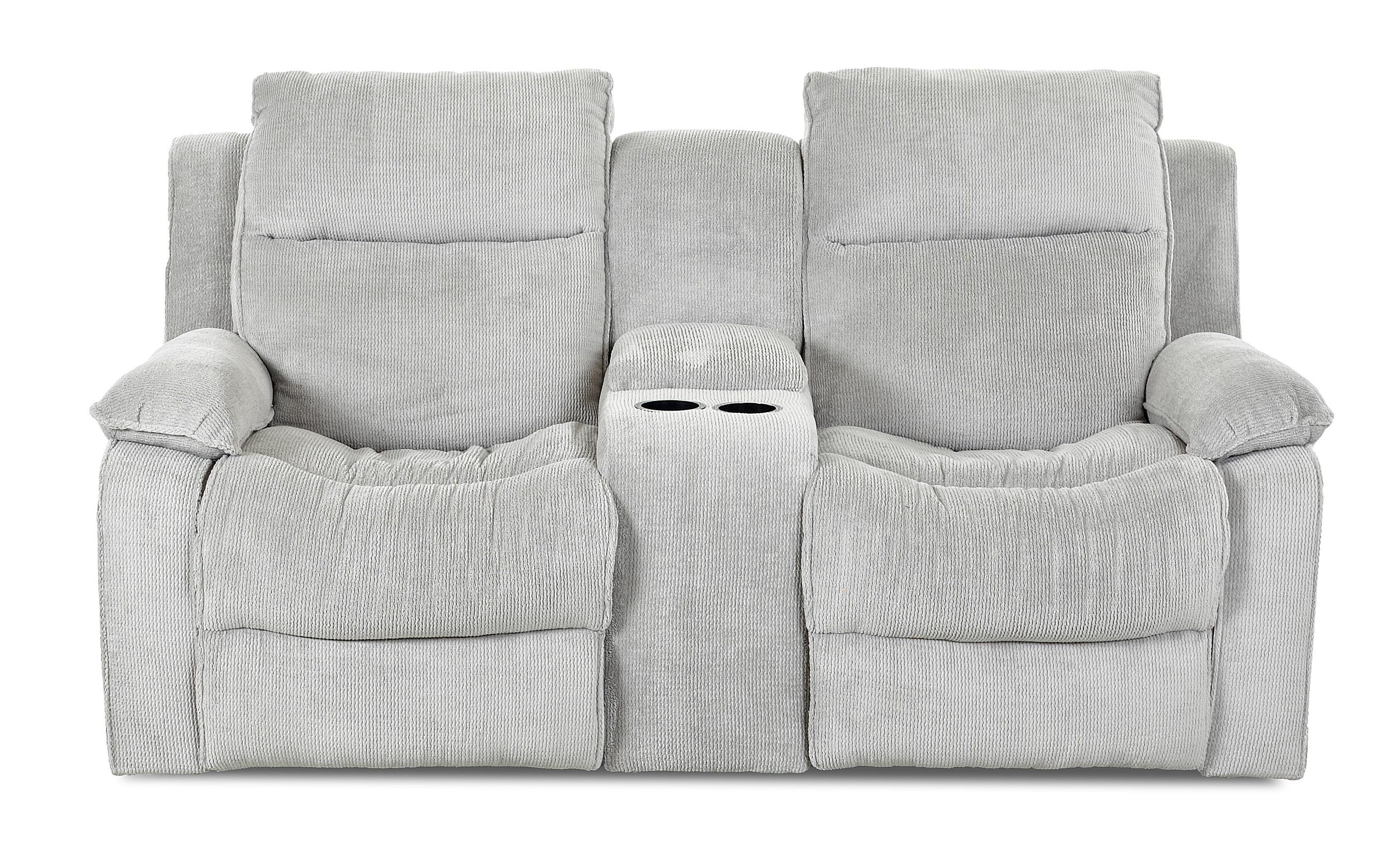 gray leather reclining loveseat
