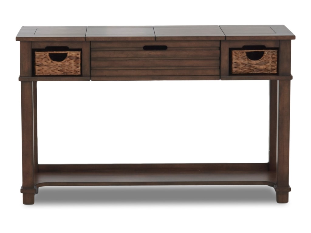 Chambers Casual Sofa Table With Storage Baskets Converts To Desk By Klaussner International At Wayside Furniture Chambers Casual Sofa Table With Storage Baskets Converts To Desk By Klaussner International At Wayside Furniture