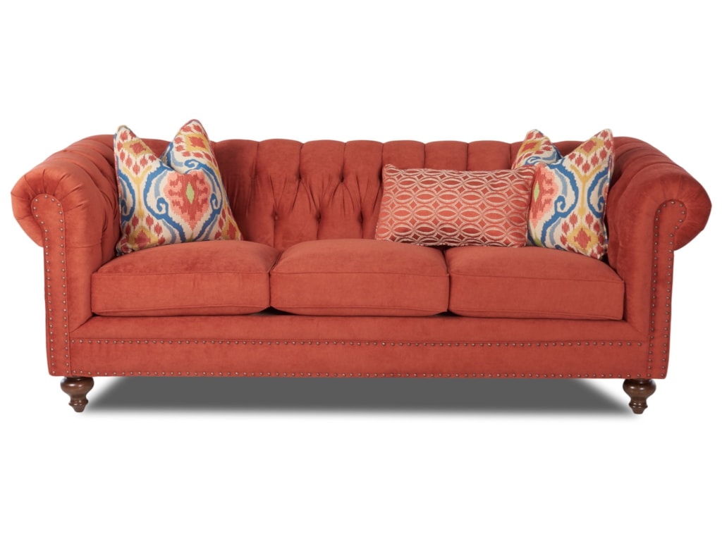 Charlotte Traditional Chesterfield Sofa With Nailhead Trim By Klaussner At Wayside Furniture