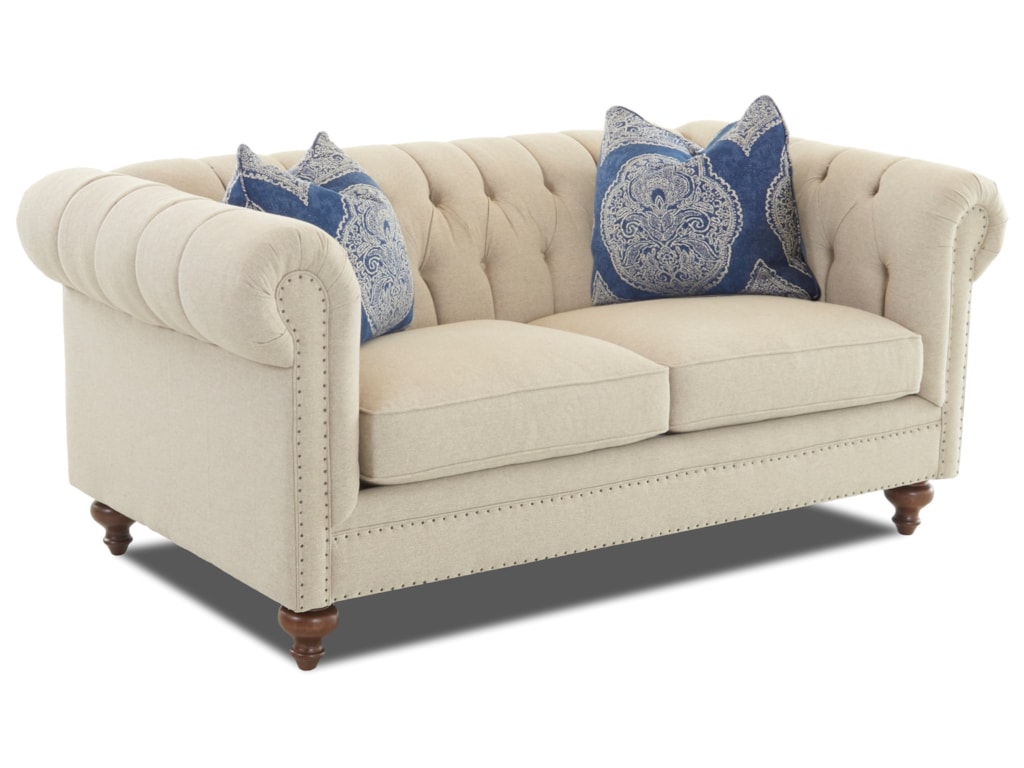 Charlotte Traditional 80 Chesterfield Studio Sofa With Tack Nails By Klaussner At Wayside Furniture