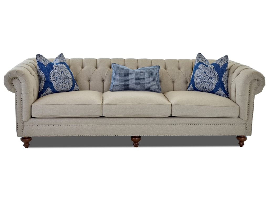 Charlotte Traditional Extra Large Chesterfield Sofa with Tack Nails by Klaussner
