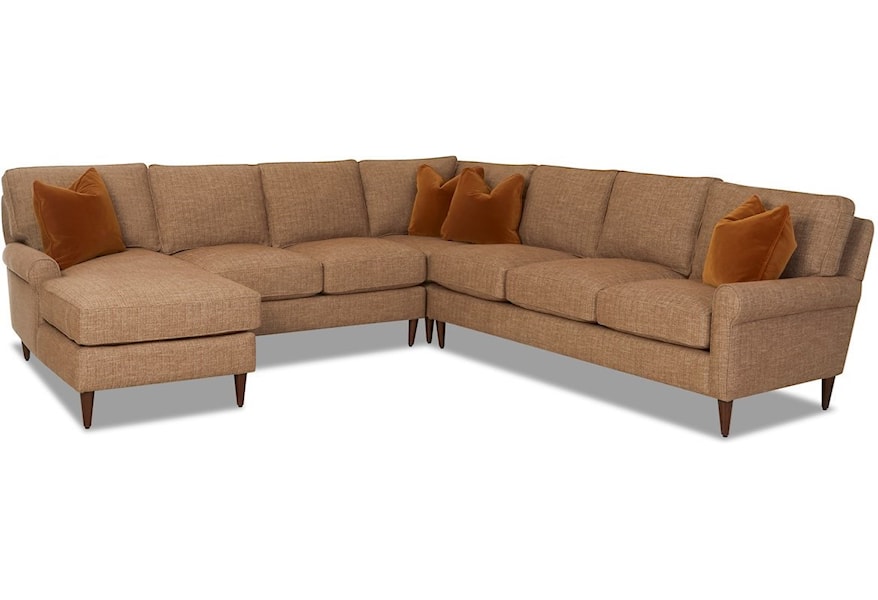 Klaussner Chelsea 6 Seat Sectional Sofa With Laf Chaise Lounge