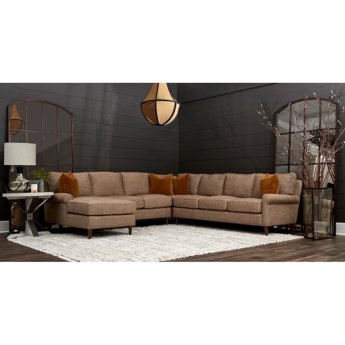 Klaussner Chelsea 6 Seat Sectional Sofa With Laf Chaise Lounge